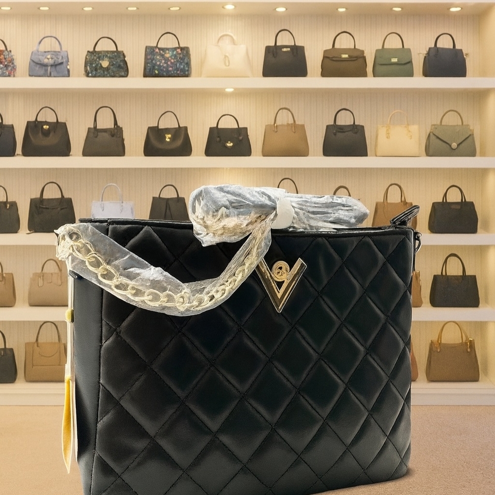 Valentino Quilted Luxe Black Crossbody Bag New